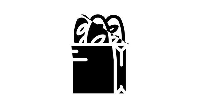 baguette bread line icon animation