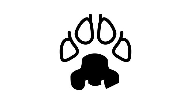 dog domestic animal hoof print line icon animation