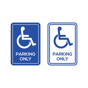 Disabled hadicap parking only sign. Special accessible traffic vector park symbol access pictogram.