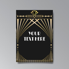 Art Deco A4 page template, retro style for web and print