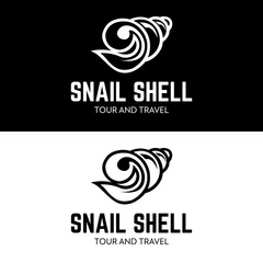 Snail shell beach on island vacation tour and travel business company logo design