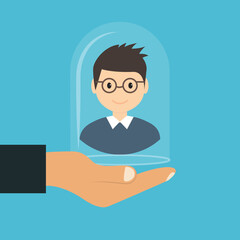 Customer retention care happy patient icon. Support customer care pictogram client help