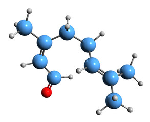 Obraz premium 3D image of Citral skeletal formula - molecular chemical structure of geranialdehyde isolated on white background 