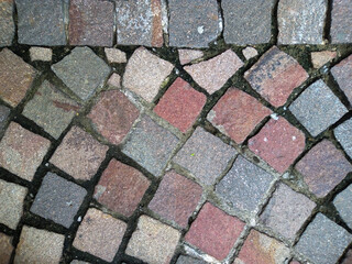 primer plano de empedrado  adoquines