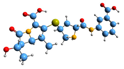  3D image of Ertapenem skeletal formula - molecular chemical structure of  carbapenem antibiotic isolated on white background
