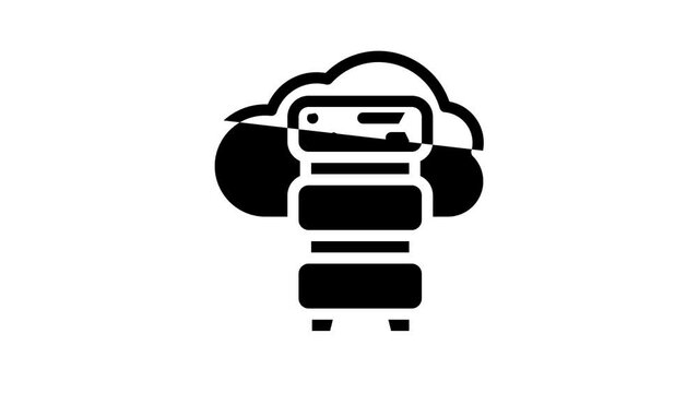 saas software and data center line icon animation