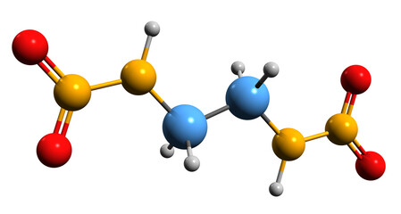  3D image of Ethylenedinitramine skeletal formula - molecular chemical structure of Haleite isolated on white background