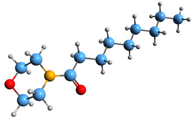  3D image of 4-Nonanoylmorpholine skeletal formula - molecular chemical structure of 4-Morpholinenonylic acid isolated on white background
