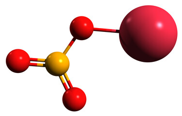  3D image of Sodium nitrate skeletal formula - molecular chemical structure of alkali metal nitrate salt  Soda niter isolated on white background