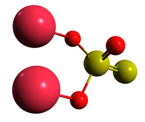  3D image of Sodium thiosulfate skeletal formula - molecular chemical structure of Hyposulphite of soda, isolated on white background