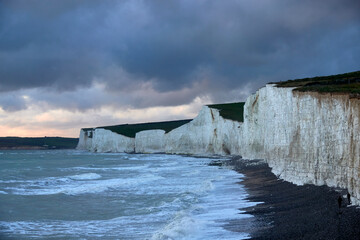 Sea and white cliffs of Dover, Seven Sisters, UK