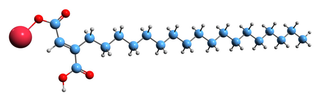  3D image of Sodium Stearyl Fumarate skeletal formula - molecular chemical structure of  food additive isolated on white background
