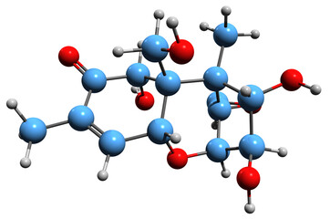 Obraz premium 3D image of Nivalenol skeletal formula - molecular chemical structure of mycotoxin isolated on white background