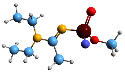  3D image of Novichok А-232 skeletal formula - molecular chemical structure of nerve agent isolated on white background
