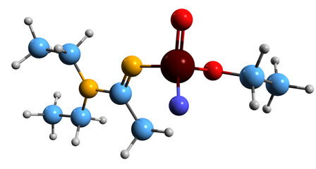  3D image of Novichok А-234 skeletal formula - molecular chemical structure of nerve agent isolated on white background
