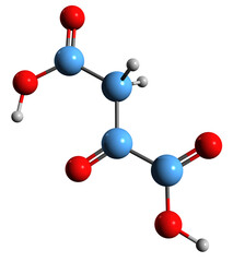 Obraz premium 3D image of Oxaloacetic acid skeletal formula - molecular chemical structure of Ketosuccinic acid isolated on white background
