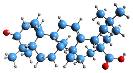 3D image of Oleanolic acid skeletal formula - molecular chemical structure of pentacyclic triterpenoid isolated on white background
- 553333843