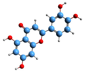  3D image of Orobol skeletal formula - molecular chemical structure of  isoflavone Isoluteolin isolated on white background