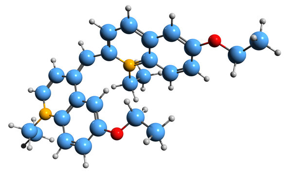 3D image of Pinahrom skeletal formula - molecular chemical structure of  methine dye isolated on white background