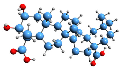  3D image of Polygalic acid skeletal formula - molecular chemical structure of Senegenic acid isolated on white background
