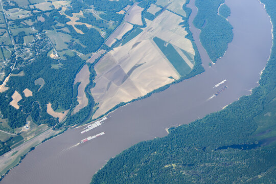 Barges On Mississippi River