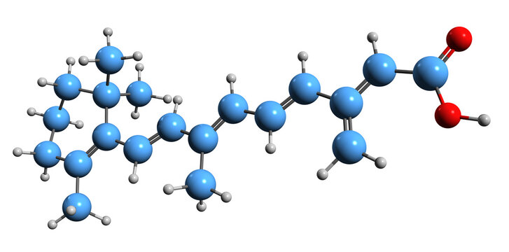  3D image of Retinoic acid skeletal formula - molecular chemical structure of vitamin A acid isolated on white background