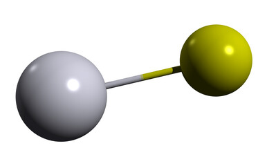  3D image of Mercury sulfide skeletal formula - molecular chemical structure of Fungicide isolated on white background
