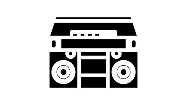 cassette stereo boombox player line icon animation