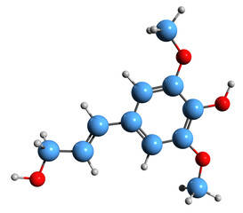  3D image of Sinapyl alcohol skeletal formula - molecular chemical structure of Sinapoyl alcohol isolated on white background
