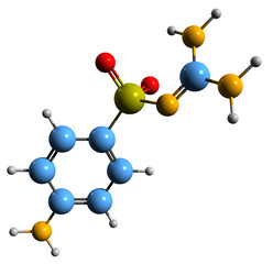 Obraz premium 3D image of Sulfaguanidine skeletal formula - molecular chemical structure of sulfonamide isolated on white background 