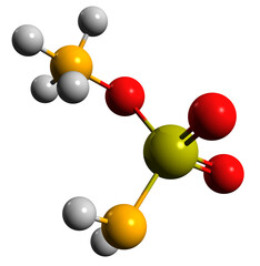  3D image of Ammonium sulfamate skeletal formula - molecular chemical structure of Herbicide isolated on white background
