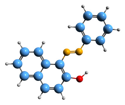  3D Image Of Sudan I Skeletal Formula - Molecular Chemical Structure Of  Azo Dye CI Solvent Yellow 14 Isolated On White Background
