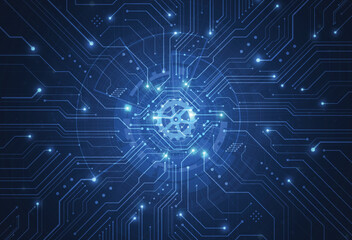 Abstract digital background with technology circuit board texture. Electronic motherboard illustration. Communication and engineering concept. Vector illustration