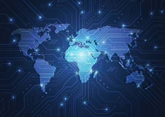 Global network connection. World map point and line composition concept of global business. Vector Illustration