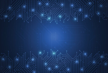 Abstract background with technology circuit board texture. Electronic motherboard illustration. Communication and engineering concept. Vector illustration