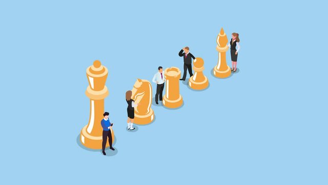 Group of business people with chess pieces