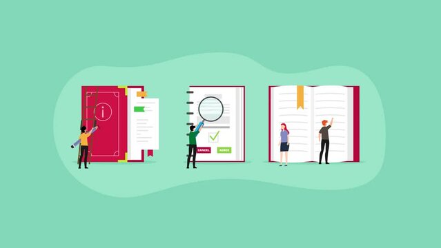 People reading privacy policy on the manual book