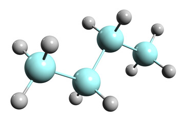  3D image of Tetrasilane skeletal formula - molecular chemical structure of  silane isolated on white background
