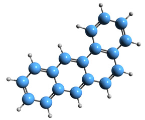  3D image of Benzanthracene skeletal formula - molecular chemical structure of Tetraphene isolated on white background
