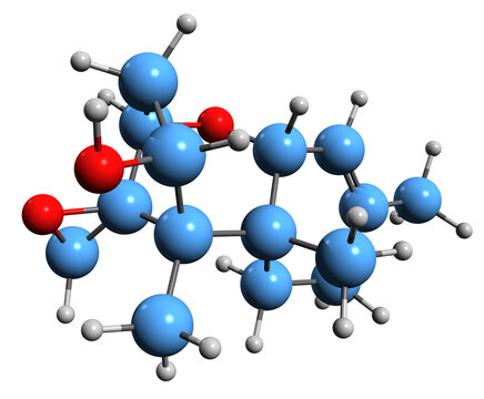  3D image of Trichodermol skeletal formula - molecular chemical structure of mycotoxin isolated on white background
