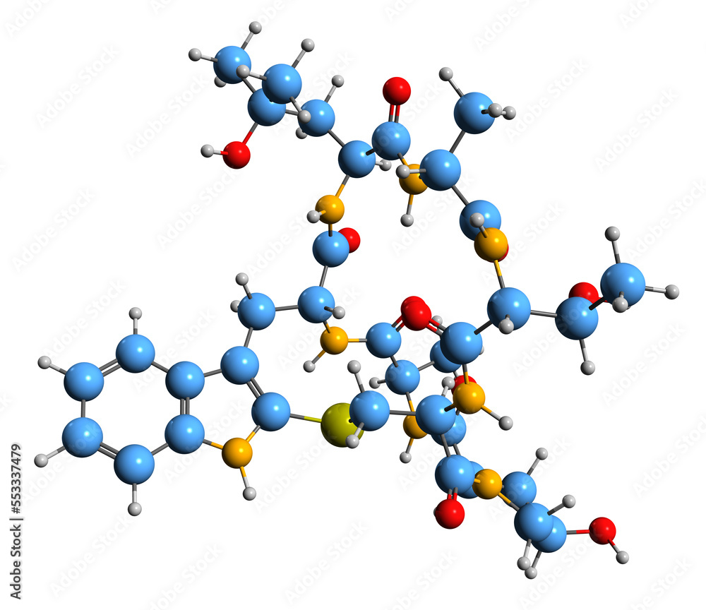 Canvas Prints  3D image of Phalloin skeletal formula - molecular chemical structure of mycotoxin isolated on white background