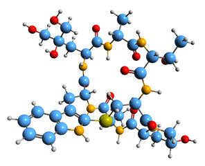  3D image of Phallisin skeletal formula - molecular chemical structure of mycotoxin isolated on white background
