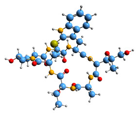  3D image of Phalloidin skeletal formula - molecular chemical structure of mycotoxin isolated on white background