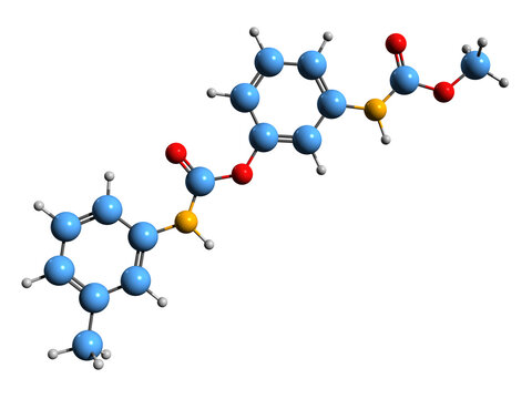  3D image of Phenmedifam skeletal formula - molecular chemical structure of herbicide isolated on white background
