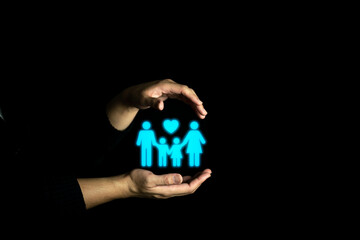 Insurance concept, Family life insurance and policy concepts.