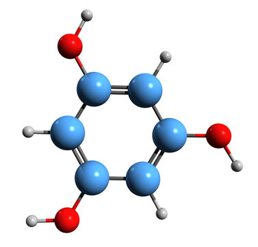  3D image of Phloroglucinol skeletal formula - molecular chemical structure of  Benzenetriol isolated on white background