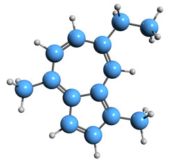  3D image of Chamazulene skeletal formula - molecular chemical structure of Dimethulene isolated on white background
