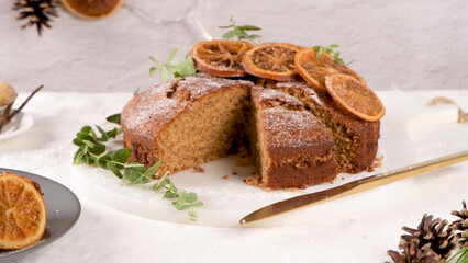 Sliced Christmas orange cake
