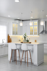 Luxury kitchen interior with new stylish furniture