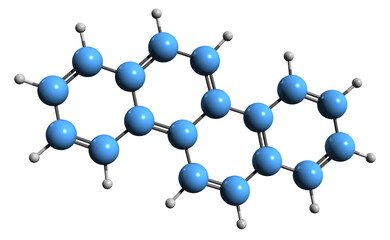  3D image of Chrysene skeletal formula - molecular chemical structure of Benzophenanthrene isolated on white background

